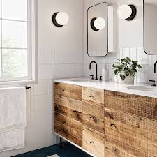 1 open storage area with a fixed shelf Reclaimed Wood Lacquer Double Bathroom Vanity