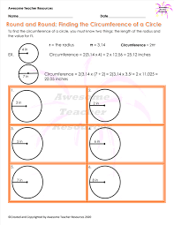 Round And Round Finding The Circumference Of A Circle Worksheet Area Of A Circle Teacher Resources Best Teacher