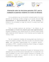 Si todavía no sabe dónde sufragar en las elecciones 2021, el consejo nacional electoral, mantiene habilitado una página web que le informa. Consulado Ec Hamburgo On Twitter Elecciones Generales 2021 Elecciones2021ec Yomecuido Embajadaecudeu Cancilleriaec Cnegobec