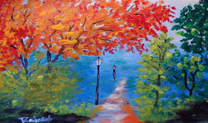Beauty Full Autumn Park Abstract Art Demo 012 For Beginners Acrylic Paint Demonstration Relaxing Art Demo Acrylic Painting For Beginners Painting