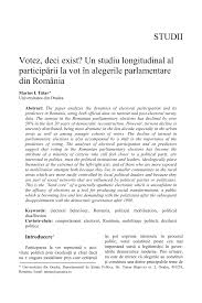 Academia de studii economice din bucuresti, liderul invatamantului superior economic si de administratie publica din. Pdf Votez Deci Exist Un Studiu Longitudinal Al Particip Äƒrii La Vot In Alegerile Parlamentare Din Romania I Vote Therefore I Am A Longitudinal Study Of Turnout In The Romanian Parliamentary Elections
