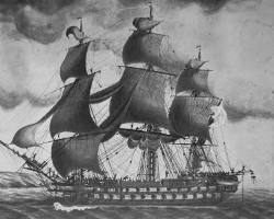 Image of Russian warship or merchant ship from the 18th century