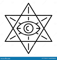 Icono De La Estrella David, Estilo De Contorno Ilustración del Vector