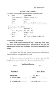 Tujuannya tentu saja untuk proses perceraian. Contoh Surat Perjanjian Cerai Contoh Format Pembuatan Surat Kuasa Khusus Contoh Surat Pernyataan Kerja Perjanjian Kesanggupan Cerai Hutang Belum Menikah Pernyataan Orang Tua Bebas Narkoba Dsb Zaydan Alfaro
