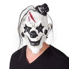 A serial killer dressed in a clown mask and a long black robe terrorizes a small town and murders people randomly and for no apparent reason. Masker Psycho Clown Met Haar B2b