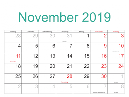 Printable November 2019 Holidays Calendar Nov November November2019 Novembercalendar Holiday Calendar Printable January Calendar Monthly Calendar Printable