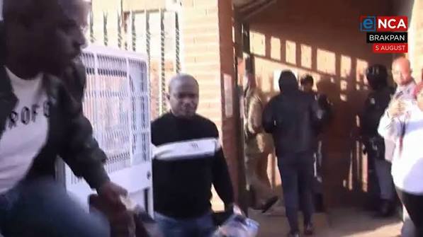 Suspended EMPD Deputy Chief, Julius Mkhwanazi and four other suspects are escorted to the holding cells after being arrested in connection with the 2022 murder of Emmanuel Mbense. They are expected to ...