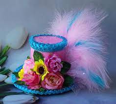 Mini Top Hat Headband Flowers Mini Top Hat Centerpiece Etsy Tea Party Hats Mini Top Hat Mad Hatter Hat