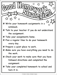 Good Homework Strategies Chart Printable Charts Signs
