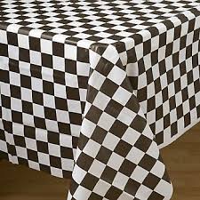 Black And White Striped Tablecloth Party City Checkered Plastic Table Cover Rectangle Checkered Table Cover 54 Inch Table Cover 50s Theme Parties Sock Hop Party 50th Party