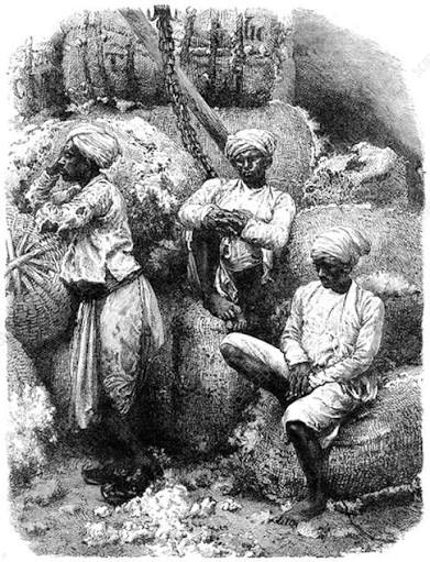 A cotton market in Bombay, India, 19th century - Stock Image - C042/2124 - Science Photo Library