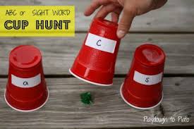 Abc Cup Hunt Playdough To Plato Sight Words Alphabet Activities Abc Games For Kids