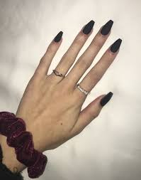 Great black and white tip with natural nail black acrylic nail art. Matte Black Coffin Shaped Nails Fallnails Nails Caitlin S Pics Coffin Shape Nails Acrylic Nails Coffin Short Black Acrylic Nails