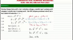 Maybe you would like to learn more about one of these? Pembahasan Soal Olimpiade Matematika Ksi Posi 2021 Tingkat Sma No 21 Sampai No 25 Youtube