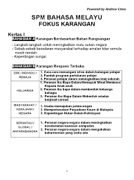 Disember 13, 2009 cikgu nazeli tinggalkan komen go to comments. 2019 Spm Bahasa Melayu Fokus Karangan