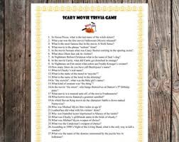 Printable halloween trivia quiz with answers halloween party game for . Movie Trivia Etsy