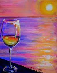 Sunset Wine Glass Painting At The Brass Tap On Panama City Beach My Paint Party Painting Wine And Canvas Night Painting