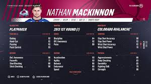 nhl 19 colorado avalanche player ratings roster top