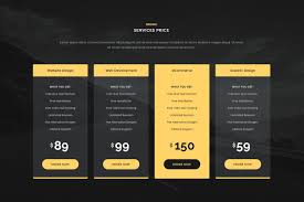 Dark Transparent Price Table Template Table Template Design Template Print Templates
