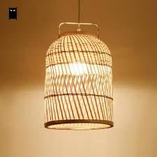 Hand Woven Round Bamboo Wicker Rattan Cage Shdae Pendant Light Fixture Asian Cottage Ceiling Suspended Lamp Pendant Light Fixtures Pendant Light Ceiling Lights