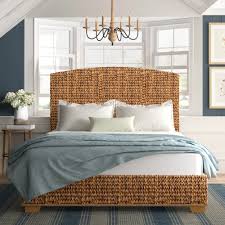 85 ivo queen bed reclaimed acacia wood rattan headboard light grey finish. Queen Size Wicker Rattan Beds You Ll Love In 2021 Wayfair