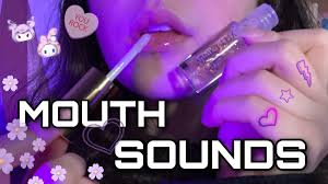 Asmr lip gloss application mouthing words only ( no talking, mouth sounds,  close up )
