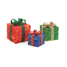 Home Accents Holiday Pre Lit Gift Boxes Yard Decor Set Of 3 Outdoor Christmas Decorations Yard Christmas Yard Decorations Yard Decor