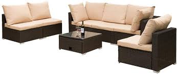 Rosmarus 7 Pieces Patio Furniture Set Outdoor Sectional Sofa Outdoor Patio Sofa Set Rattan Conversati Patio Sofa Set Outdoor Sectional Sofa Waterproof Cushions