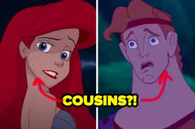 9. Ariel and Hercules are actually cousins. Ariel's dad is King Triton, who  in Greek mythology is Poseidon's son — making Poseidon Ariel's grandpa.  Poseidon also has 2 bros — Hades and