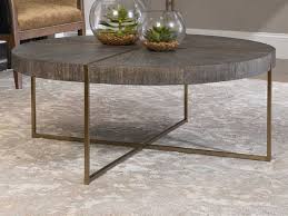 Uttermost Taja Light Gray Brushed Brass 42 Wide Round Coffee Table In 2020 Coffee Table Round Coffee Table Grey Wood Coffee Table