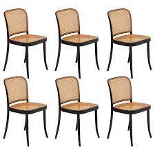 Set Of Six Bentwood Cane Dining Chairs Designed By Josef Hoffman For Thonet For Sale At 1stdibs
