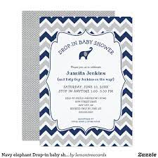 Navy Elephant Drop In Baby Shower Open House Invitation Zazzle Com Elephant Baby Shower Invitations Baby Shower Invitations For Boys Train Baby Shower