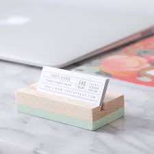 Wood Business Card Holder For Desk Mint Hand Painted Etsy Wood Business Card Holder Wood Business Cards Wooden Business Card