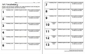 Art Vocabulary Handout Worksheet Writing And Literacy In Art Class Teacherspayteachers Com Vocabulary Teaching 6th Grade Handouts