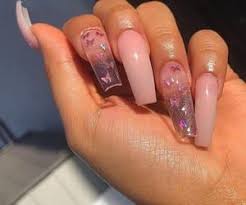 Nails Butterfly And Pink Image Baby Pink Nails Acrylic Pink Acrylic Nails Quinceanera Nails Light pink and white butterfly nails. pink acrylic nails