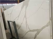 Calacatta White Quartz Artificial Stone Slab Flooring
