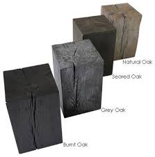 Kota Block Stool Burnt Oak Eclectic Side Tables And Accent Tables Eclectic Side Table Stool Charred Wood