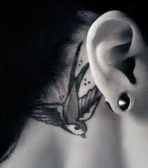 Black Bird Tattoo Behind Ear Bird Tattoo Behind The Ear Tattoos Ear Tattoo Body Art Tattoos