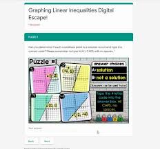 Make a sign analysis chart. Graphing Linear Inequalities Digital Math Escape Room Tpt