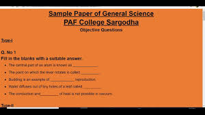General Science Sample Paper Paf College Sargodha 8th Class Entry Exam Sample Paper Sargodha Learn English Vocabulary