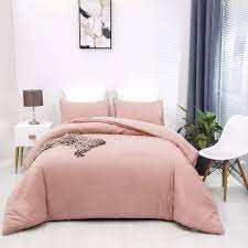 Amazon Com Wellboo Pink Comforter Sets Women Girls Blush Pink Beddings Queen Cotton Light Pink Solid Color Beddings Full Bean Red Dusty Pink Comforters Girls Light Colar Dorm Quilt Light Red Durable Soft