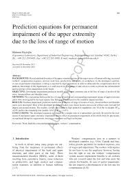 Pdf Prediction Equations For Permanent Impairment Of The