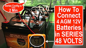 A common example is that six 6 volt batteries wired in a series circuit will act as a single 36 volt battery. How To Wire Batteries In Series Four Agm Batteries Wired In Series Vmaxtanks 12v 35ah 48v 35ah Youtube