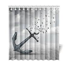 Nuatical Ocean Anchor Flying Birds Polyester Fabric Shower Curtain Bathroom In 2020 Shower Curtain Hooks Bird Shower Curtain Fabric Shower Curtains
