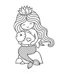 Top 25 little mermaid coloring pages for kids: Cute Cartoon Mermaid Coloring Pages Novocom Top