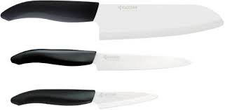 Ceramic knives are often characterized by their black or white blade. Kyocera Revolution 3 Piece Ceramic Knife Set Cool Tools
