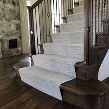 Beautiful Grey Linear Stair Runner Installed Waterfall Style Stair Runner Home Sweet Home