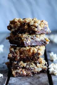 Fudge Brownie Caramel Popcorn Oatmeal Cookie Crumble 7 Layer Bars Half Baked Harvest Recipe In 2020 Fudge Brownies Easy Dutch Oven Recipes Oatmeal Cookies