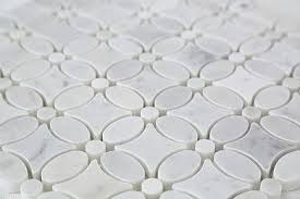 Bianco Carrara Marble Waterjet Flower Pattern Mosaic Tile Bathroom Floor Tiles Waterjet Mosaic Tile Flower Tile