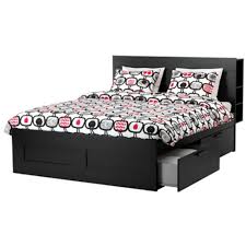 King bed frame with 4 storage drawers avio fabric headboard wooden. Ikea Full Size Bed Frame With Storage Headboard Black Luroy 18386 82920 22 Walmart Com Walmart Com